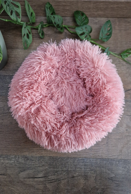 Coussin peluche rose